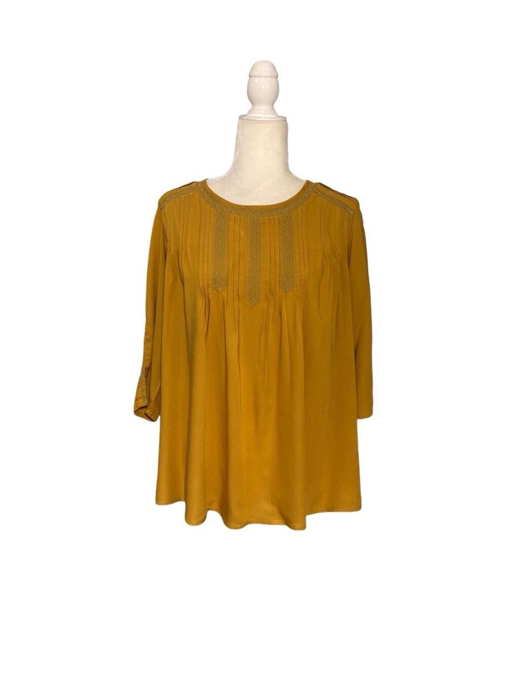 Tu (UK) mustard yellow peasant blouse - 10